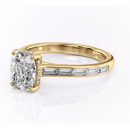 Inel de logodnă Catherine din aur Galben 14kt cu moissanite tăietură asscher – Montură cu canal rafinată pentru profil înalt | Personalizează și configurează gratuit online [6]