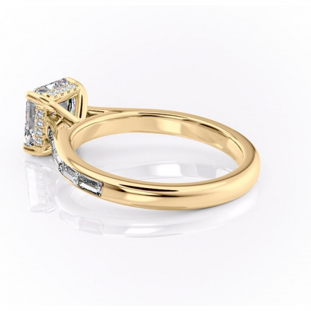 Inel de logodnă Catherine din aur Galben 18kt cu moissanite tăietură asscher – Montură cu canal rafinată pentru profil înalt | Personalizează și configurează gratuit online [4]