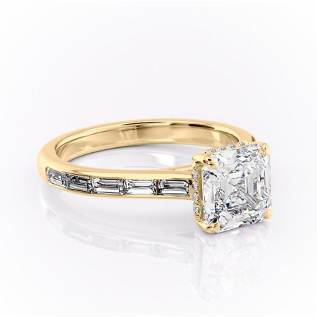 18K - Inel de logodnă Catherine din aur Galben 18kt cu moissanite tăietură asscher – Montură cu canal rafinată pentru profil înalt | Personalizează și configurează gratuit online