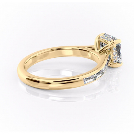 Inel de logodnă Catherine din aur Galben 18kt cu moissanite tăietură asscher – Montură cu canal rafinată pentru profil înalt | Personalizează și configurează gratuit online [2]