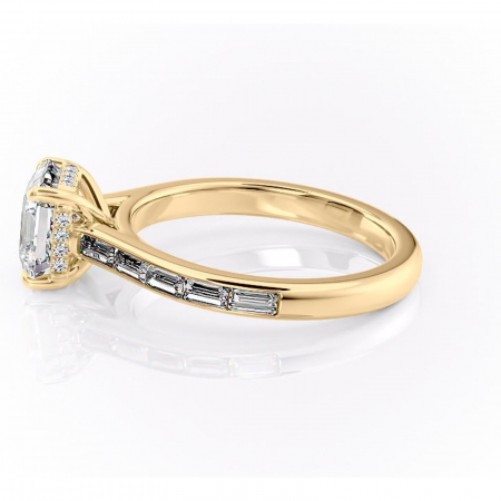 Inel de logodnă Catherine din aur Galben 18kt cu moissanite tăietură asscher – Montură cu canal rafinată pentru profil înalt | Personalizează și configurează gratuit online [5]