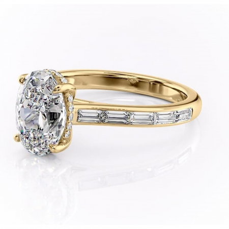 Inel de logodnă Catherine din aur Galben 14kt cu moissanite tăietură ovală – Montură cu canal rafinată pentru profil înalt | Personalizează și configurează gratuit online [6]