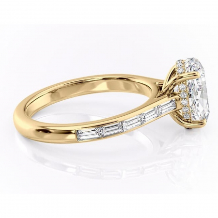 Inel de logodnă Catherine din aur Galben 14kt cu moissanite tăietură ovală – Montură cu canal rafinată pentru profil înalt | Personalizează și configurează gratuit online [1]