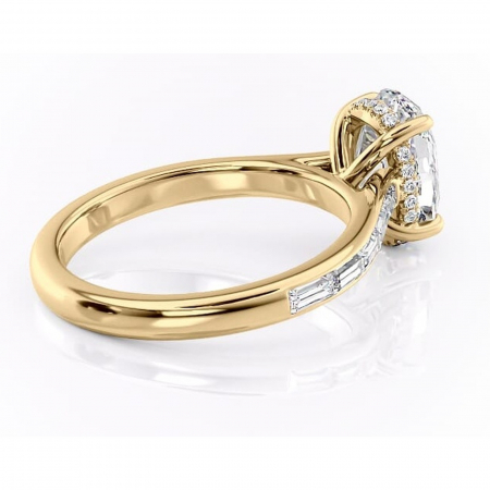 Inel de logodnă Catherine din aur Galben 14kt cu moissanite tăietură ovală – Montură cu canal rafinată pentru profil înalt | Personalizează și configurează gratuit online [2]