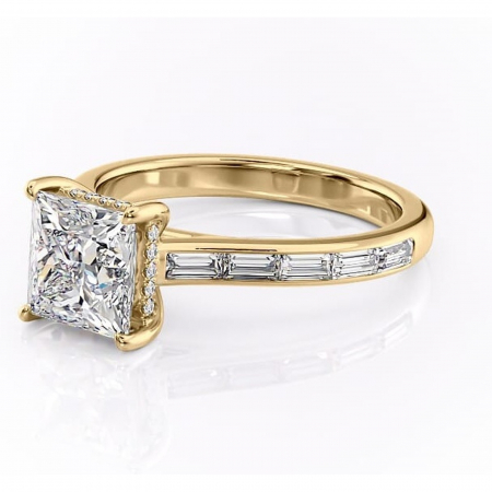 Inel de logodnă Catherine din aur Galben 14kt cu moissanite tăietură princess – Montură cu canal rafinată pentru profil înalt | Personalizează și configurează gratuit online [6]