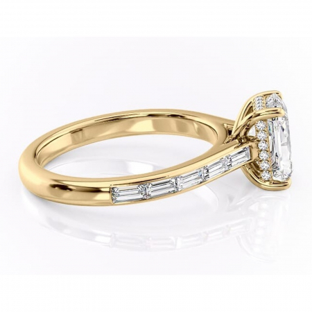 Inel de logodnă Catherine din aur Galben 14kt cu moissanite tăietură radiantă – Montură cu canal rafinată pentru profil înalt | Personalizează și configurează gratuit online [1]