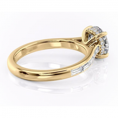 Inel de logodnă Catherine din aur Galben 14kt cu moissanite tăietură rotundă – Montură cu canal rafinată pentru profil înalt | Personalizează și configurează gratuit online [2]