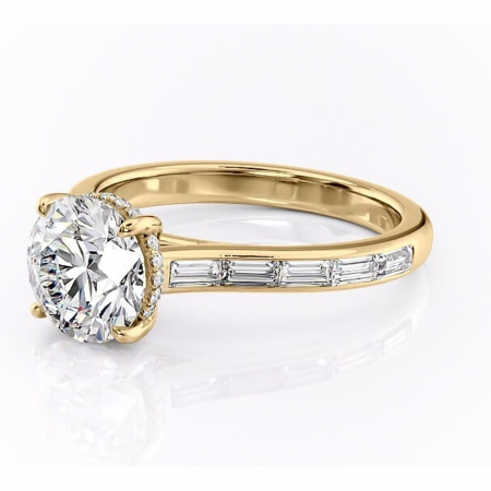 Inel de logodnă Catherine din aur Galben 14kt cu moissanite tăietură rotundă – Montură cu canal rafinată pentru profil înalt | Personalizează și configurează gratuit online [6]