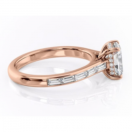 Inel de logodnă Catherine din aur Rose 14kt cu moissanite tăietură asscher – Montură cu canal rafinată pentru profil înalt | Personalizează și configurează gratuit online [1]