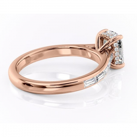 Inel de logodnă Catherine din aur Rose 14kt cu moissanite tăietură asscher – Montură cu canal rafinată pentru profil înalt | Personalizează și configurează gratuit online [2]