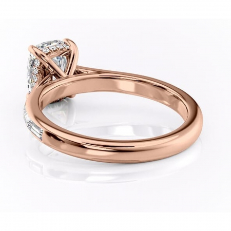 Inel de logodnă Catherine din aur Rose 14kt cu moissanite tăietură asscher – Montură cu canal rafinată pentru profil înalt | Personalizează și configurează gratuit online [3]