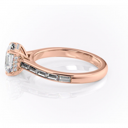 Inel de logodnă Catherine din aur Rose 14kt cu moissanite tăietură asscher – Montură cu canal rafinată pentru profil înalt | Personalizează și configurează gratuit online [5]