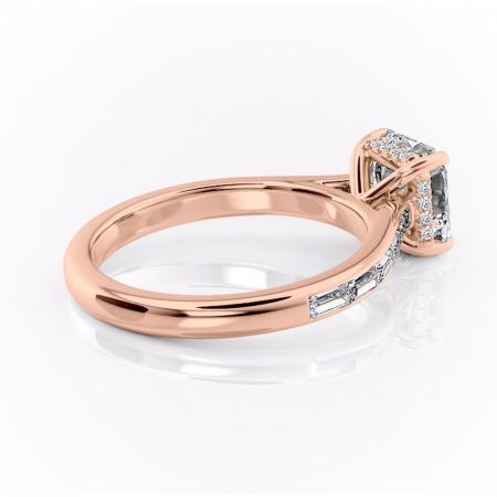 Inel de logodnă Catherine din aur Rose 14kt cu moissanite tăietură asscher – Montură cu canal rafinată pentru profil înalt | Personalizează și configurează gratuit online [2]
