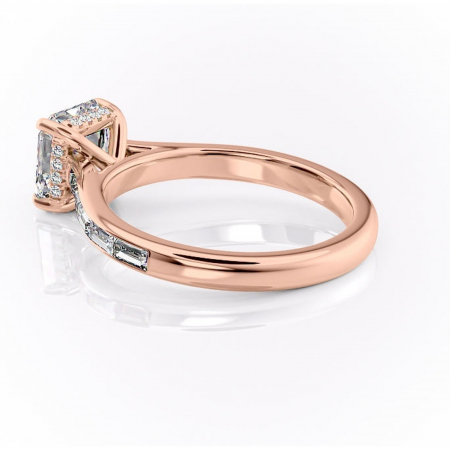 Inel de logodnă Catherine din aur Rose 14kt cu moissanite tăietură asscher – Montură cu canal rafinată pentru profil înalt | Personalizează și configurează gratuit online [4]