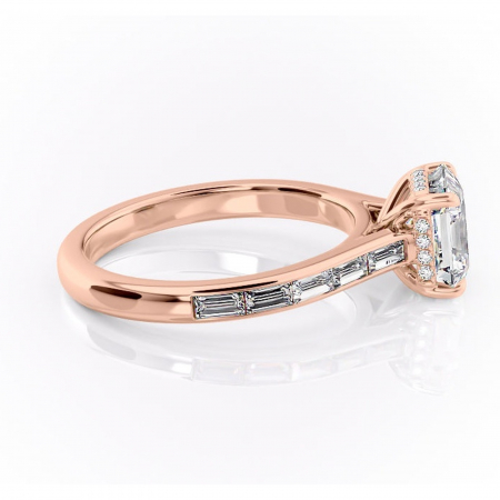 Inel de logodnă Catherine din aur Rose 14kt cu moissanite tăietură asscher – Montură cu canal rafinată pentru profil înalt | Personalizează și configurează gratuit online [1]