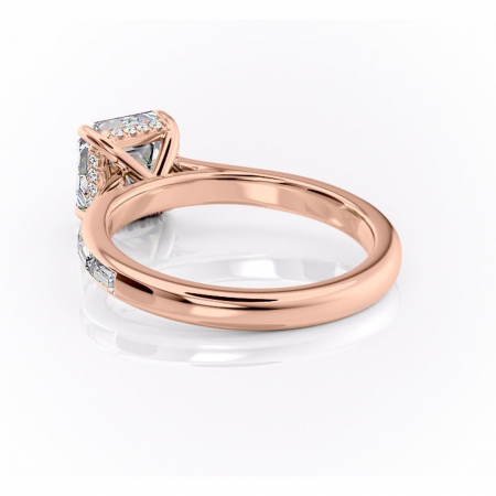 Inel de logodnă Catherine din aur Rose 14kt cu moissanite tăietură asscher – Montură cu canal rafinată pentru profil înalt | Personalizează și configurează gratuit online [3]