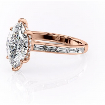 Inel de logodnă Catherine din aur Rose 14kt cu moissanite tăietură marquise – Montură cu canal rafinată pentru profil înalt | Personalizează și configurează gratuit online [6]