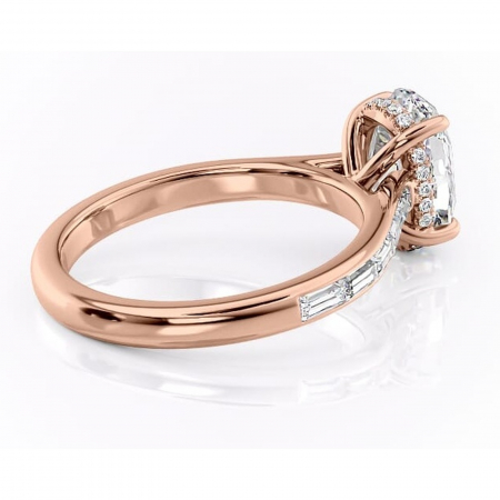 Inel de logodnă Catherine din aur Rose 14kt cu moissanite tăietură ovală – Montură cu canal rafinată pentru profil înalt | Personalizează și configurează gratuit online [2]