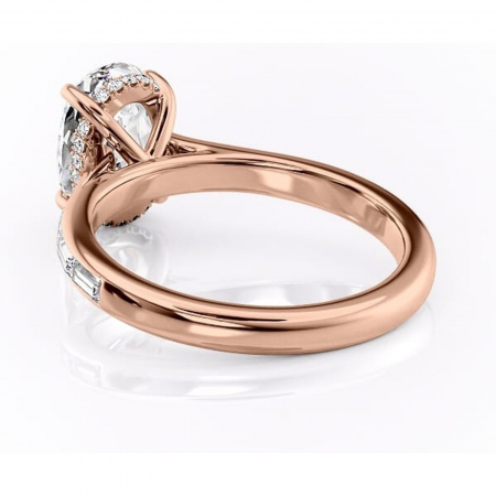 Inel de logodnă Catherine din aur Rose 14kt cu moissanite tăietură ovală – Montură cu canal rafinată pentru profil înalt | Personalizează și configurează gratuit online [3]