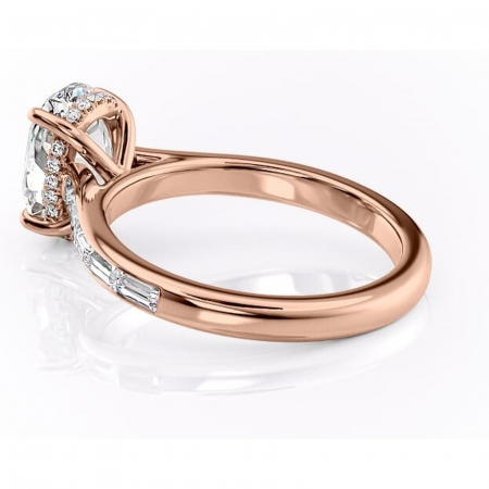 Inel de logodnă Catherine din aur Rose 14kt cu moissanite tăietură ovală – Montură cu canal rafinată pentru profil înalt | Personalizează și configurează gratuit online [4]