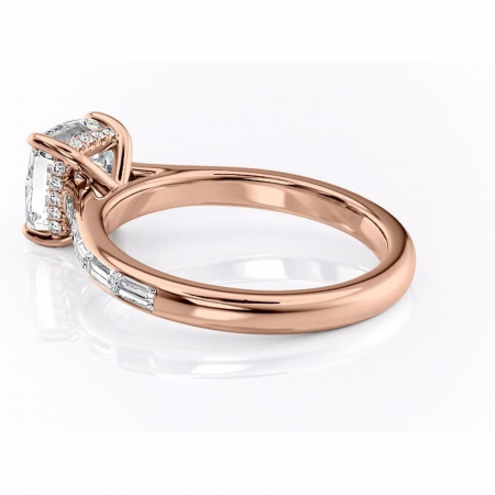 Inel de logodnă Catherine din aur Rose 14kt cu moissanite tăietură pernă – Montură cu canal rafinată pentru profil înalt | Personalizează și configurează gratuit online [4]