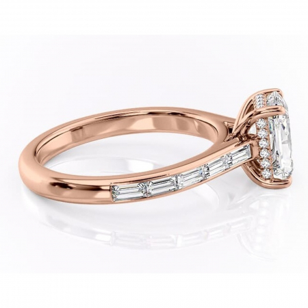 Inel de logodnă Catherine din aur Rose 14kt cu moissanite tăietură radiantă – Montură cu canal rafinată pentru profil înalt | Personalizează și configurează gratuit online [1]