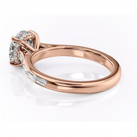 Inel de logodnă Catherine din aur Rose 14kt cu moissanite tăietură rotundă – Montură cu canal rafinată pentru profil înalt | Personalizează și configurează gratuit online [4]