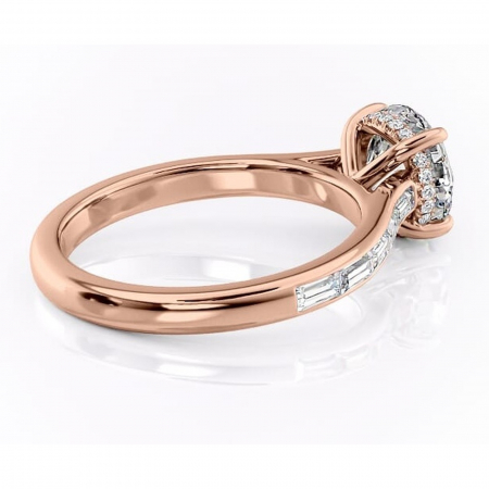 Inel de logodnă Catherine din aur Rose 14kt cu moissanite tăietură rotundă – Montură cu canal rafinată pentru profil înalt | Personalizează și configurează gratuit online [2]