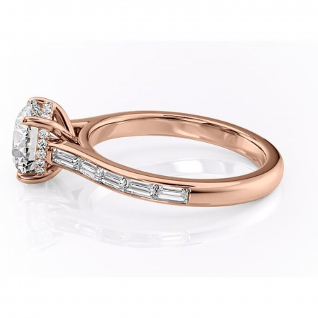 Inel de logodnă Catherine din aur Rose 14kt cu moissanite tăietură rotundă – Montură cu canal rafinată pentru profil înalt | Personalizează și configurează gratuit online [5]