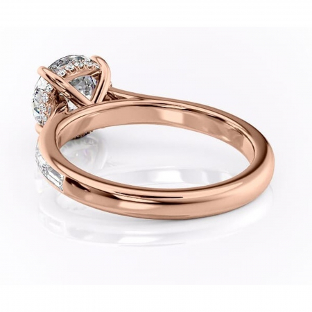 Inel de logodnă Catherine din aur Rose 14kt cu moissanite tăietură rotundă – Montură cu canal rafinată pentru profil înalt | Personalizează și configurează gratuit online [3]