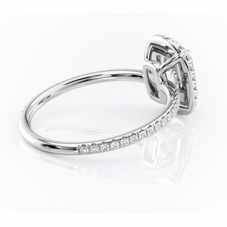 Inel de logodnă Celeste din aur Alb 14kt cu moissanite tăietură asscher – Halo rafinată pentru profil mediu | Personalizează și configurează gratuit online [2]