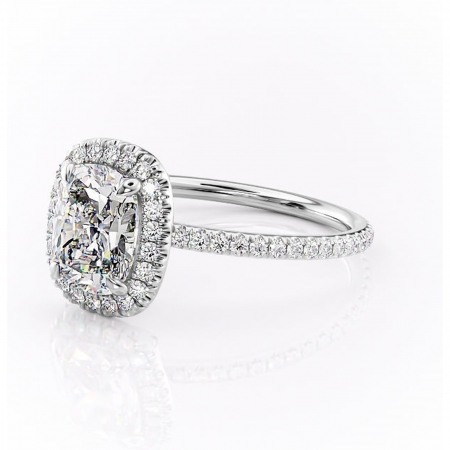 Inel de logodnă Celeste din aur Alb 14kt cu moissanite tăietură asscher – Halo rafinată pentru profil mediu | Personalizează și configurează gratuit online [6]