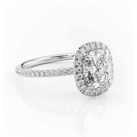 Alege forma Moissanit - Inel de logodnă Celeste din aur Alb 14kt cu moissanite tăietură asscher – Halo rafinată pentru profil mediu | Personalizează și configurează gratuit online