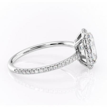 Inel de logodnă Celeste din aur Alb 14kt cu moissanite tăietură asscher – Halo rafinată pentru profil mediu | Personalizează și configurează gratuit online [1]