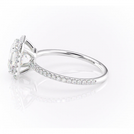 Inel de logodnă Celeste din aur Alb 14kt cu moissanite tăietură asscher – Halo rafinată pentru profil mediu | Personalizează și configurează gratuit online [5]