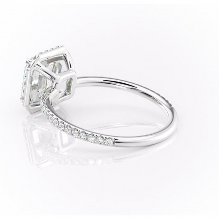 Inel de logodnă Celeste din aur Alb 14kt cu moissanite tăietură asscher – Halo rafinată pentru profil mediu | Personalizează și configurează gratuit online [4]
