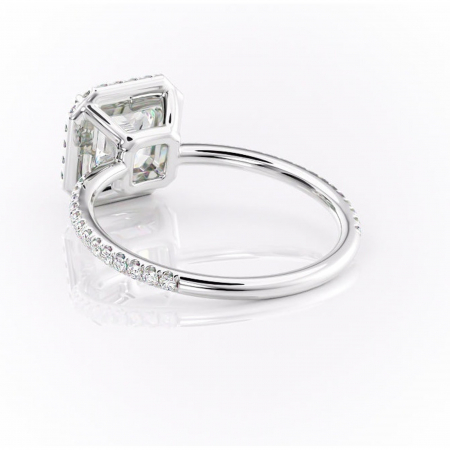 Inel de logodnă Celeste din aur Alb 14kt cu moissanite tăietură asscher – Halo rafinată pentru profil mediu | Personalizează și configurează gratuit online [3]