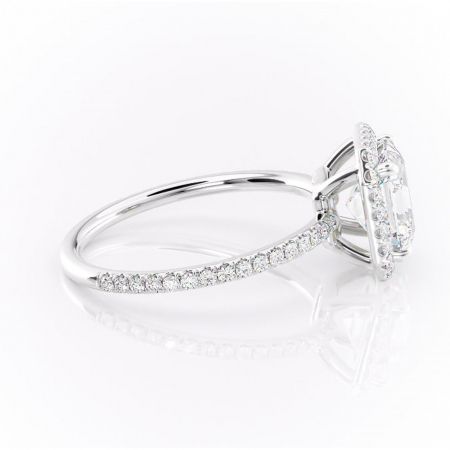 Inel de logodnă Celeste din aur Alb 14kt cu moissanite tăietură asscher – Halo rafinată pentru profil mediu | Personalizează și configurează gratuit online [1]