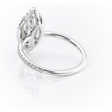 Inel de logodnă Celeste din aur Alb 14kt cu moissanite tăietură marquise – Halo rafinată pentru profil mediu | Personalizează și configurează gratuit online [3]