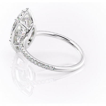 Inel de logodnă Celeste din aur Alb 14kt cu moissanite tăietură marquise – Halo rafinată pentru profil mediu | Personalizează și configurează gratuit online [4]