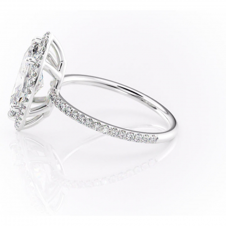Inel de logodnă Celeste din aur Alb 14kt cu moissanite tăietură marquise – Halo rafinată pentru profil mediu | Personalizează și configurează gratuit online [5]