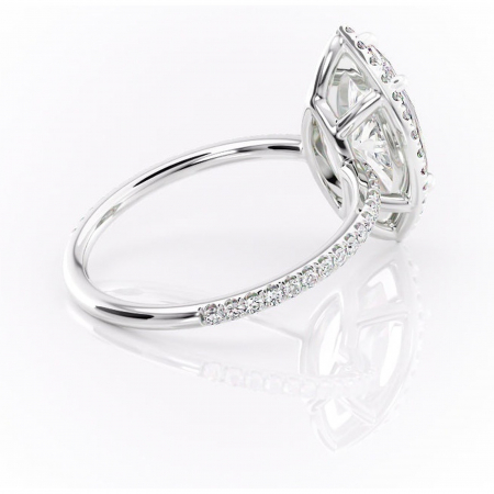 Inel de logodnă Celeste din aur Alb 14kt cu moissanite tăietură marquise – Halo rafinată pentru profil mediu | Personalizează și configurează gratuit online [2]