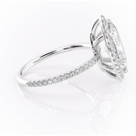 Inel de logodnă Celeste din aur Alb 14kt cu moissanite tăietură marquise – Halo rafinată pentru profil mediu | Personalizează și configurează gratuit online [1]
