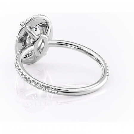 Inel de logodnă Celeste din aur Alb 14kt cu moissanite tăietură ovală – Halo rafinată pentru profil mediu | Personalizează și configurează gratuit online [3]