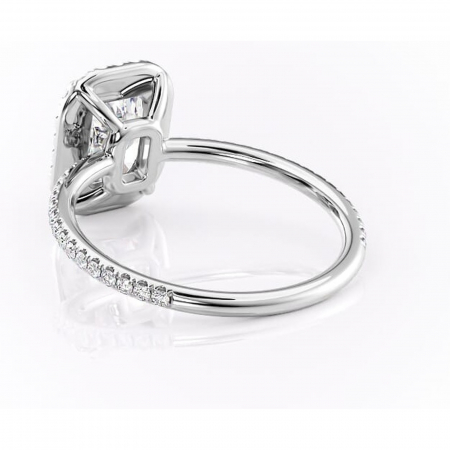 Inel de logodnă Celeste din aur Alb 14kt cu moissanite tăietură radiantă – Halo rafinată pentru profil mediu | Personalizează și configurează gratuit online [3]