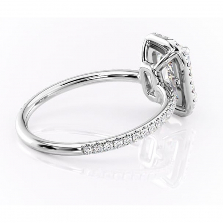 Inel de logodnă Celeste din aur Alb 14kt cu moissanite tăietură radiantă – Halo rafinată pentru profil mediu | Personalizează și configurează gratuit online [2]