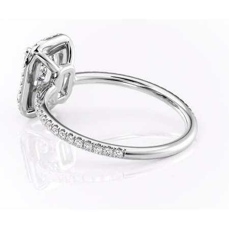 Inel de logodnă Celeste din aur Alb 14kt cu moissanite tăietură radiantă – Halo rafinată pentru profil mediu | Personalizează și configurează gratuit online [4]