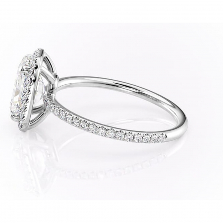 Inel de logodnă Celeste din aur Alb 14kt cu moissanite tăietură radiantă – Halo rafinată pentru profil mediu | Personalizează și configurează gratuit online [5]