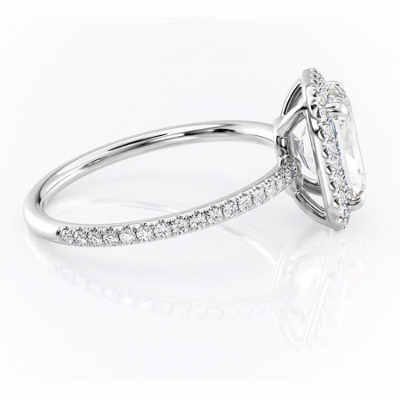 Inel de logodnă Celeste din aur Alb 14kt cu moissanite tăietură radiantă – Halo rafinată pentru profil mediu | Personalizează și configurează gratuit online [1]