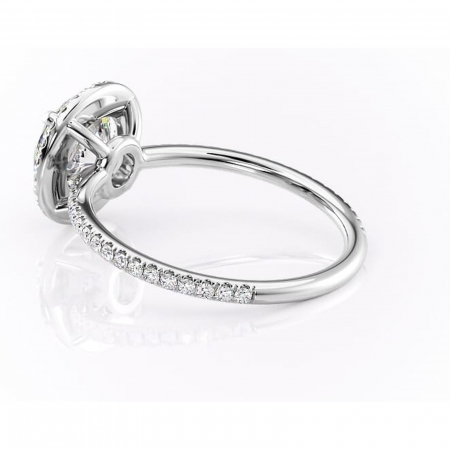 Inel de logodnă Celeste din aur Alb 14kt cu moissanite tăietură rotundă – Halo rafinată pentru profil mediu | Personalizează și configurează gratuit online [4]